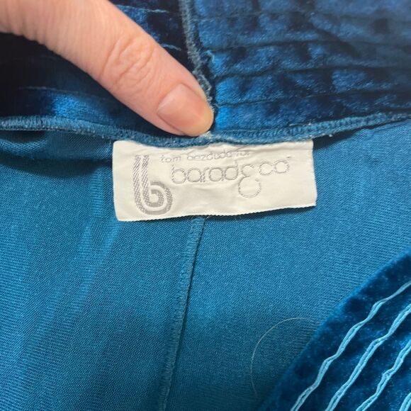 Vintage 70's Tom Bezduda For Barad & Co. Night Gown/Kaftan Large Blue Velour - Picture 10 of 12